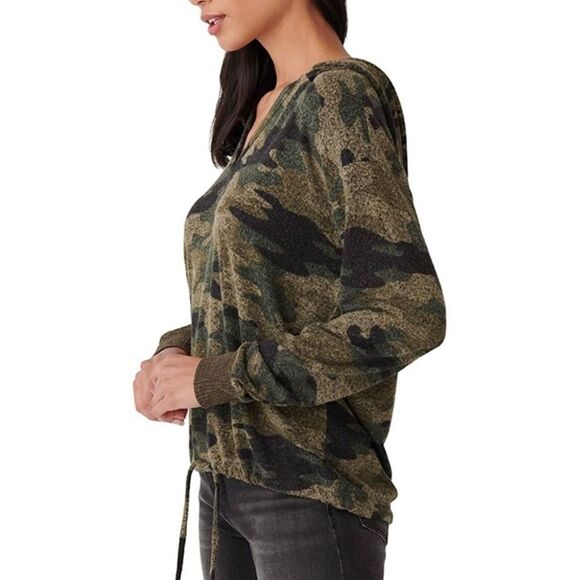 Lucky brand | Women’s Boho Soft Navy Blue Camouflage Hoodie Sweatshirt - Picture 3 of 11